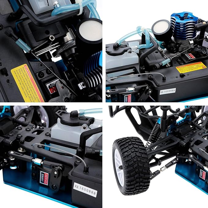 1/10 Nitro RC Truck for Adult Two Speed RC Car Rock Crawler 4WD Remote Control Car Nitro Gas Power Off Road Short Course Truck with Igniter Methanol Fuel RC Climbing Vehicle Buggy
