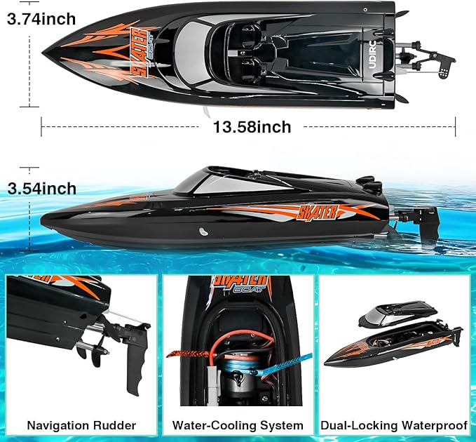 Cheerwing Skater RC Boat Self-Righting Remote Control Boat 25km/h High Speed Racing Boats Toys for Pools &amp Lakes 2 Batteries