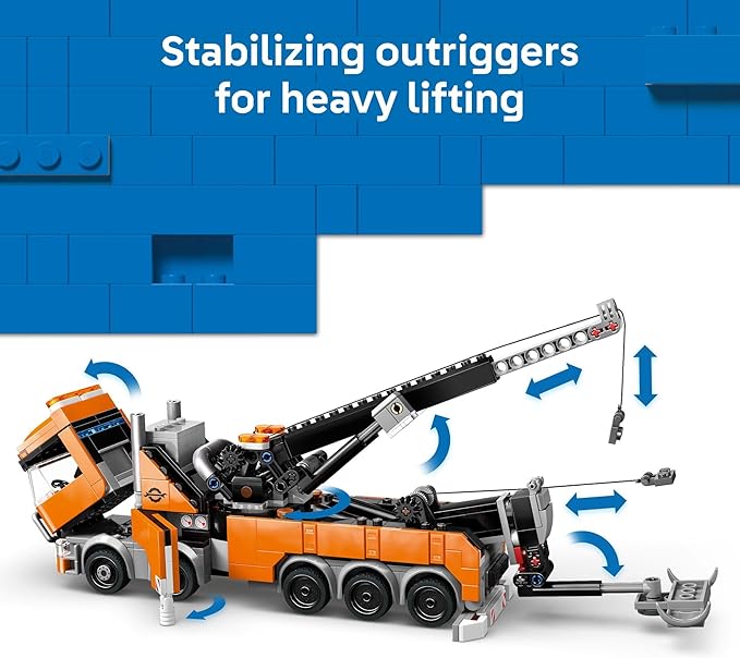 LEGO City Heavy-Duty Recovery Tow Truck with Crane Building Toy - Dump &amp Tow Truck Toys for Boys &amp Girls Ages 8+ - Pretend Play Set for Kids - Gift Idea for Birthdays &amp Holidays - 60467