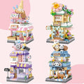 4 Mini City Shop Street View Building Blocks Model SetSimulation Architecture Collection Particle Construction Building Bricks ToyHome Decoration