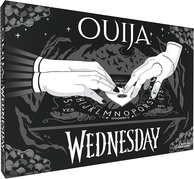 Ouija: Wednesday | Inspired by the Popular Original Series Wednesday | Collectible Classic Ouija Board Game | Officially Licensed Game and Merchandise | Glow in the Dark Board | 2-4 Players Ages 8+