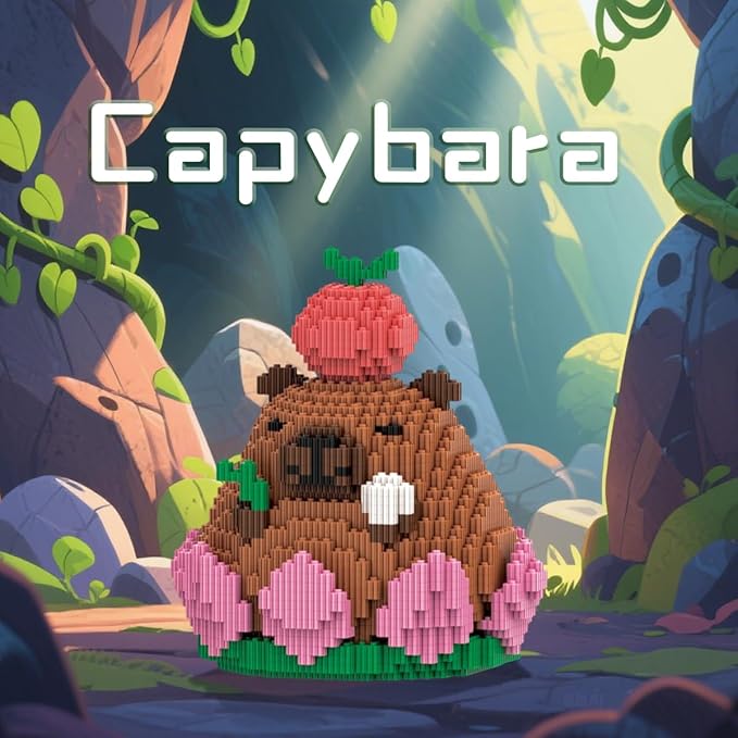 HOOLEDAY Animals Series Capybara Toy Micro Building Block Set 2110 Pieces with Lotus Base Design Decoration Present for Adults &amp Boys &amp Girls