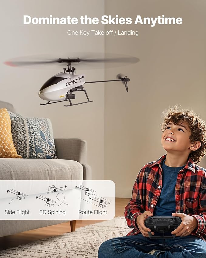 VEVOR RC Helicopter 2.4GHz Single Propeller Remote Control Helicopter with Gyro 4-Channel RC Airplane for Beginner 39 Min Flight Time One-Key Takeoff/Landing Toys for Kids Ages 8 and up