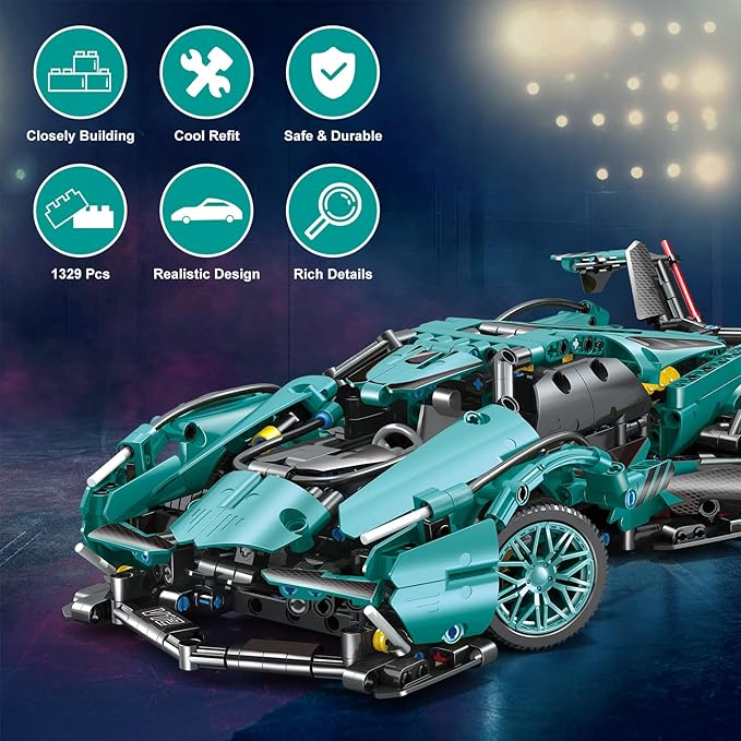 999 Piece Sports Car Building Blocks Toys Boys or Adults Kits 1:14 Race Car Model Building Set Adult Collectible Model Cars Set to Build STEM Super Cars Sets for Boys Girls Age 6-12 8-14