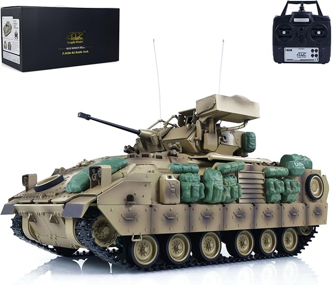 US in Stock 1/16 TD RC Battle Tank Plastic for M2A2 Bradley RC Electric Infantry Fighting Vehicle Model 320°Turret Rotation Light Sound Smoke Unit BB Shooting Airsoft Tank(Basic-Edition)