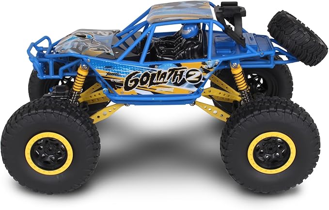 NKOK Mean Machines 1:10 2.4GHz RC 4x4 Xtreme RC Goliath Off-Road Truck RTR Designed for Rough Terrain Climbing Pistol Grip Full Function Controller Powerful Motor Action Camera Mount