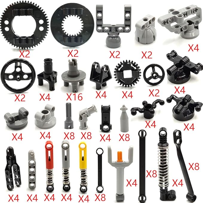 dspitwod MOC Technical Wheels Connectors Rack Gear Car Building Brick Accessories Pieces Sets STEM Learning Kits Engineering Toy Gift for Kids …