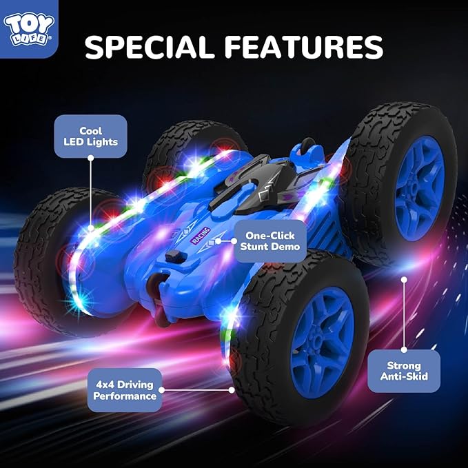 TOY Life Kids Stunt Remote Control Car 2.4G HZ Remote Control Cars RC Stunt Car Remote Control Toys for Boy &amp Girl RC Stunt Car Double Sided 360° Rotating Cars Birthday for Kids