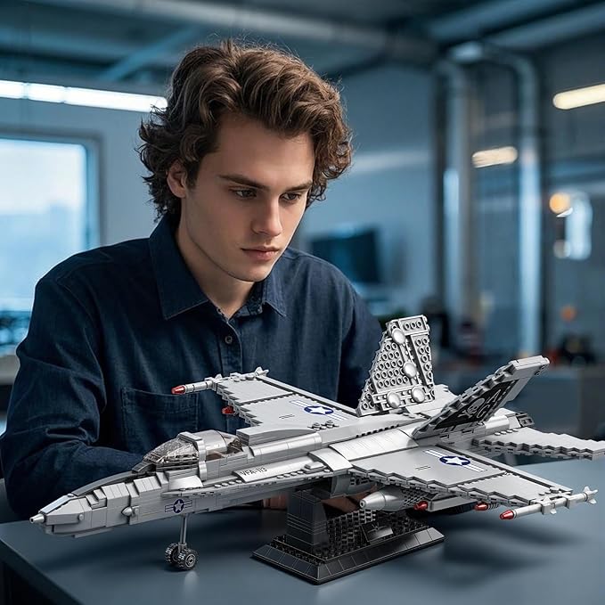 Reobrix F-18 Fighter Jet Building Sets for Adults Military Hornet Fighter Display Model 33022 Technical Military Plane Collectible Set Toys Gifts for Aviation Fans Adults (1387 PCS)