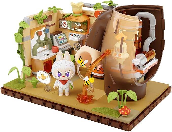 POP MART The Monsters Forest Secret Base Series Blocks-Juice Maker Labubu Building Toy Set Interactive Building Toy for Kids Boys and Girls