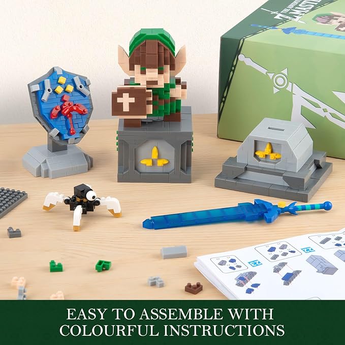 Finger Rock Link Building Set Game Action Figure Building Kit 4 in 1 BOTW Holding Master Sword and Hylian Shield Guardian Toys Gifts for Adults Teens 14+ (1200 PCS)