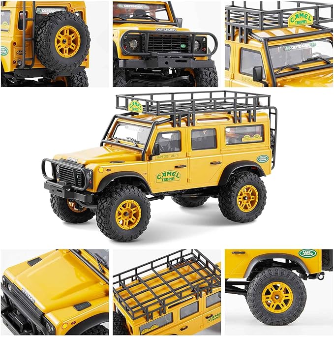 BEEZRC FMS 1/24 RC Crawler RTR FCX24M Land Rover Family Camel Trophy Edition Licensed RC Model 4WD RC Rock Truck 2.4Ghz Hobby Grade RC Car Model Mini Off Road Vehicle with Battery (Defender 110)