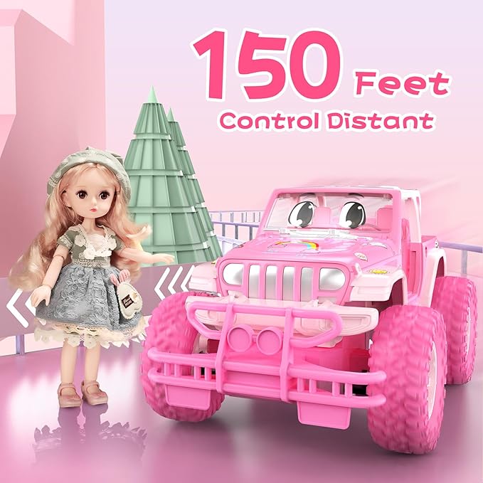 NQD Remote Control Car Rechargeable RC Racing Cars with Stickers 1:16 Scale 80 Min Play 2.4Ghz Off Road Trucks All Terrain Toys Gifts for 3-Year-Old Girls
