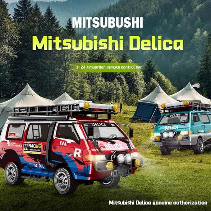 1:24 Scale RC Delica Van with Gearbox &amp Headlights 2.4Ghz Full Proportional 4WD RC Model Vehicle Remote Control Car for Adults &amp Hobbyists