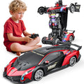 Holyton 1:10 Scale Transforming RC Car &amp Robot with Gesture Control 80 Mins Play (2 Batteries) One-Button Transformation LED Lights &amp Sound Effects – STEM Gift for Boys &amp Girls Ages 5-1