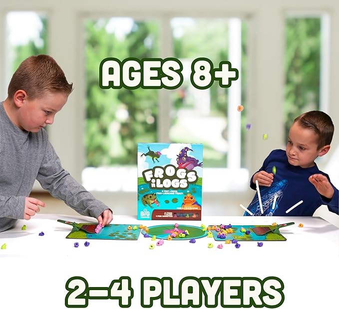 Frogs on Logs – A Fast-Paced Frog-Launching Board Game for Kids &amp Families – Match Aim &amp Launch Frogs – 2-4 Players Ages 8+ – Fun Family Game for Boys &amp Girls
