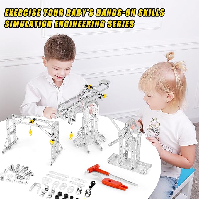 Building Toys Model Set 273PCS - Tower Crane Frame Crane &amp Windmill 3 in 1 Metal Kit DIY Building STEM Projects Educational Assembly Metal Toys
