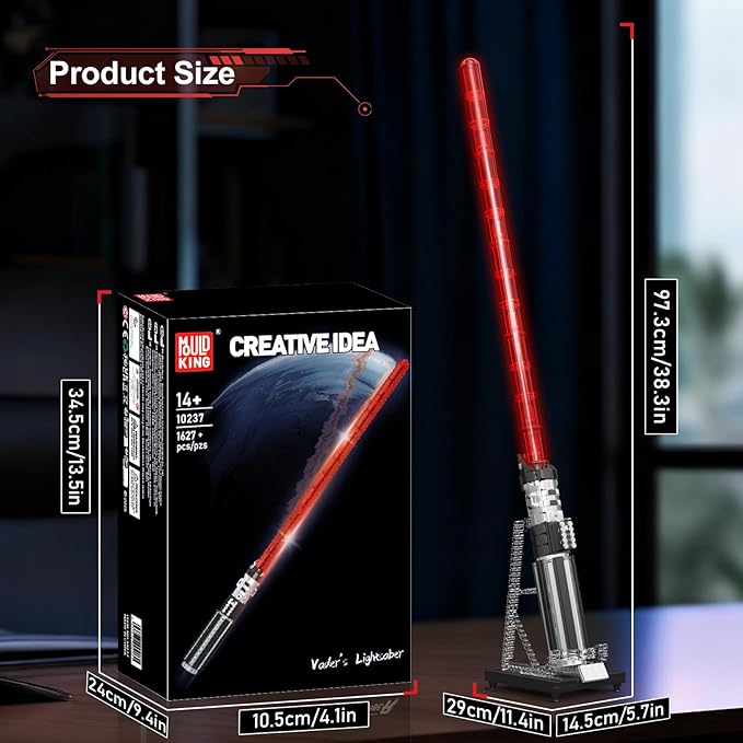 Mould King 10237 Lightsaber Building Set with Holder Rack and LED Light Ultimate Cosplay Toy for Adult Fans and Game Lovers (1627 PCS)