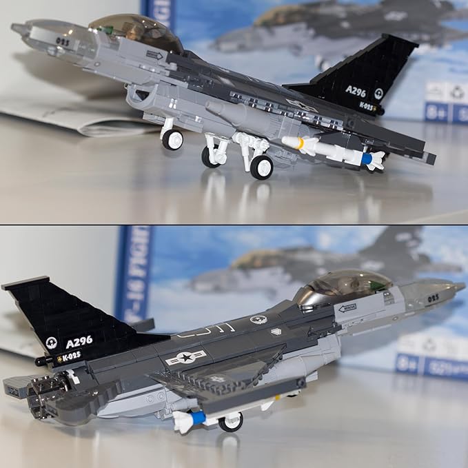 F16 Fighter Jet Model Military Plane Building Blocks Set (521 Pieces) for Army Airplane Lovers Kids (8+Years) and Adults