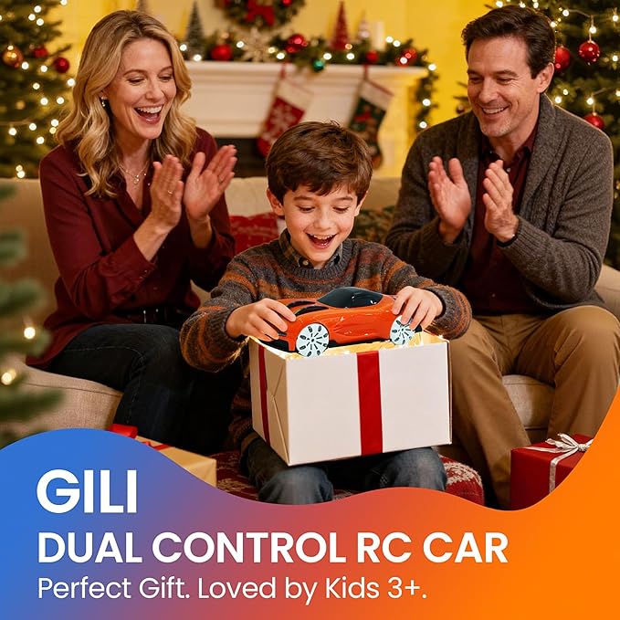 GILI RC Supercar for Kids Ages 3–8 – Dual Control Remote and Gesture – LED Lights 360 Spin Drift – Beginner Friendly – Exciting Birthday for Boys &amp Girls