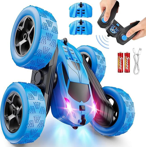 2 Pack RC Drift &amp Stunt Cars1:24 Scale Remote Control Car 4WD High Speed RC Drift &amp Stunt Car with LED Lights 360° Flips 2.4GHz 20KM/H USB-C Batteries Gift for Adults Boys and Girls