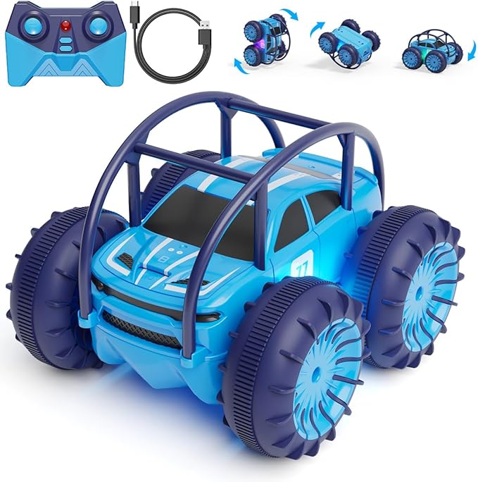 Amphibious Remote Control Car Rechargeable RC Cars &amp Remote 360° Rotating Flips 2.4Ghz 4WD All Terrain Stunt Car Toy Christmas Birthday Gift for Kids Boys 3-12 Years