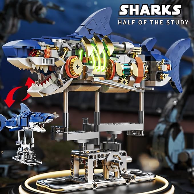 RiceBlock Holiday Toy Shark Animal Building Block Set for Boys 8-14 Sea Creatures Marine Animal Building Blocks Toys Crossing Ocean Lovers 687 Pieces Home Decor Gift for Adults Teens