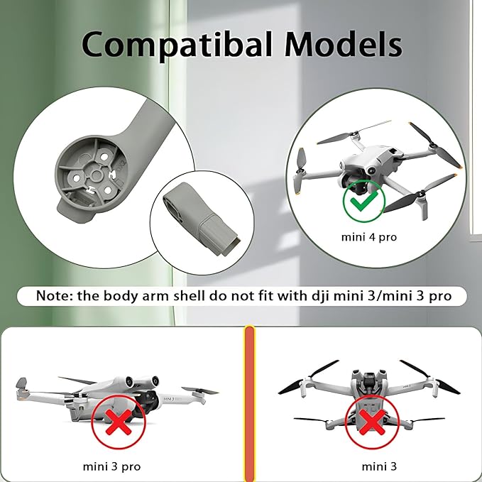 Body Arm Shell For Dji Mavic Mini 4 Pro Rear Left Arm Cover Replacement Mini 4 Pro Drone Right Rear Arm Cover Piece Repair Parts Drone Accessories (rear right arm)