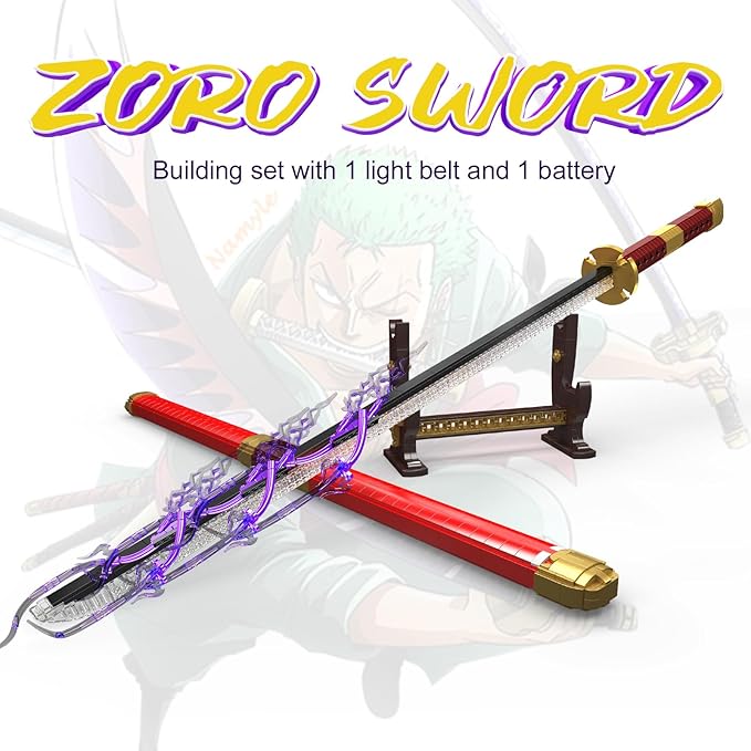 Mould King 10259 Zoro Sword Building Toy Anime Cosplay Swords with Scabbard and Stand Buildable Set for Adults/Collection Enthusiasts (1832 Pieces)