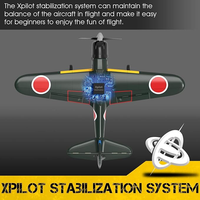 A6M Zero WW2 RC Airplane for Adults - 4CH Remote Control Warbird Fighter with 6-Axis Gyro Aerobatic Park Flyer Ready to Fly Gift for Teens 14+