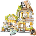 Street View Coffee Shop Mini Building Blocks MOC Creative Building Toys Cute Animals Building Set for Girls 6-12 Simulation Architecture Construction Toy Gift Idea for Kids Adults (1077 PCS)