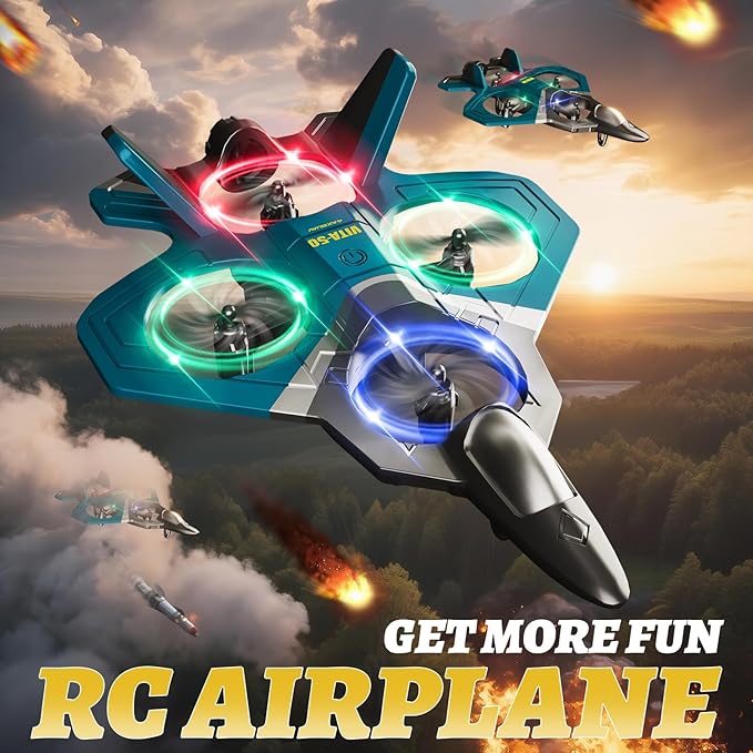 4DRC Foam RC Plane for Adults Kids Remote Control Airplane Toys for Boys Kids Adults Beginners RC Planes Fighter Jet Helicopter Drones for Kids Adults 360° Flip Easy to Fly