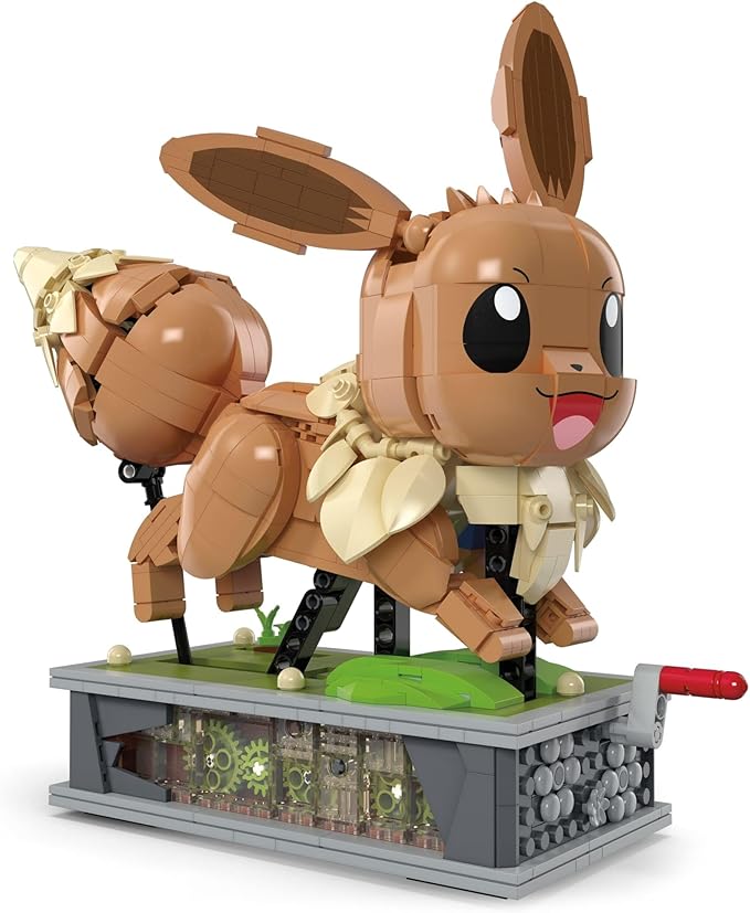 MEGA Pokémon Action Figure Building Set Motion Eevee with 1366 Pieces Turn Crank for Running Movement Build &amp Display Toy for Collectors