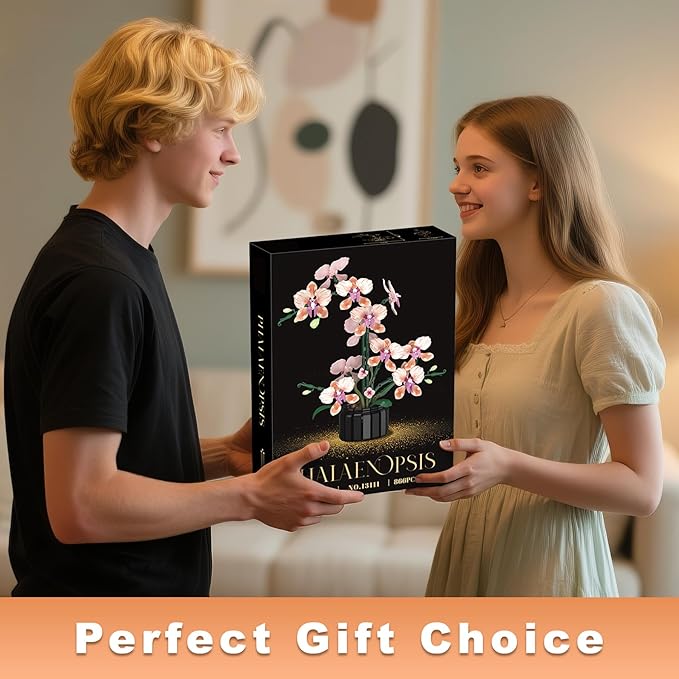 Orchid Flower Building Set Botanical Collection Flower Building Block Set Compatible with Lego Flowers Artificial Flowers Plant Gifts for Adults Home and Office Desk Decor (866PCS)