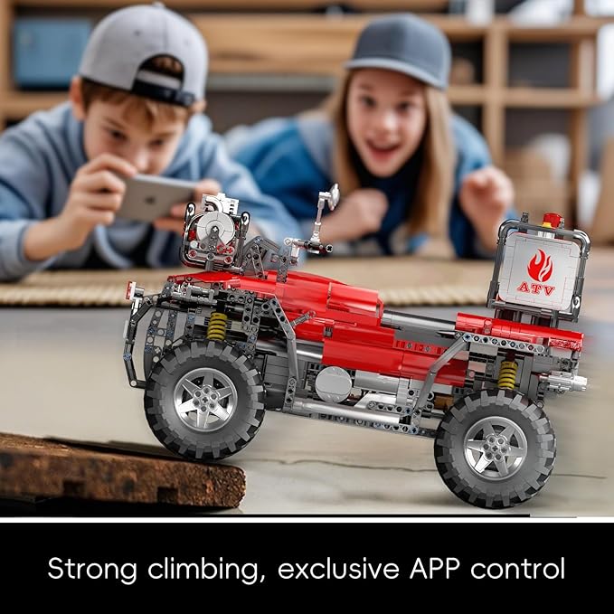 Mould King Fire Truck ATV Building Set 2100+ Pcs RC/APP Control All-Terrain Vehicle Building Blocks Kits That Run with Equipment Model Collectible Gift for Adults Teens