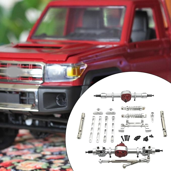 RC Car Upgrade Parts Front and Rear Assembly Kits Metal for MN82 LC79 MN78 1/12 Scale RC Hobby Car Argent