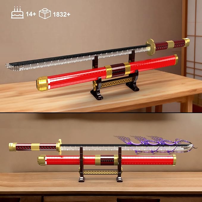 Mould King 10259 Zoro Sword Building Toy Anime Cosplay Swords with Scabbard and Stand Buildable Set for Adults/Collection Enthusiasts (1832 Pieces)
