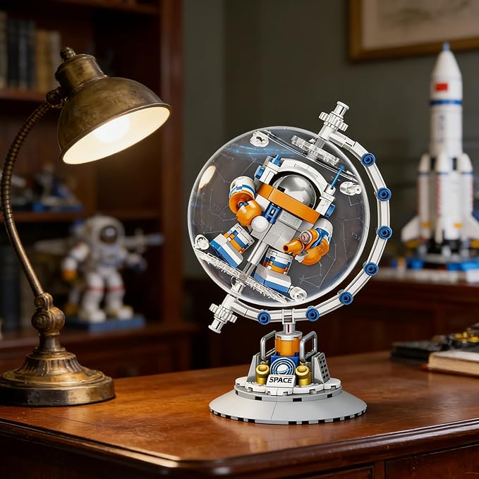 Astronaut Constellation Globe Building Set with Light Build and Display Model for AdultsHome and Office DecorAviation Enthusiasts Gifts