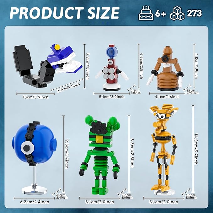 6 in 1 MST3KK Robot Building Set for Fans Tom Servo Crow Robot Model Set of 6 Cartoon Collectible Bricks Toys Halloween Christmas Creative Gift for Adults Kids Boys Girls 6+ 273 Pcs