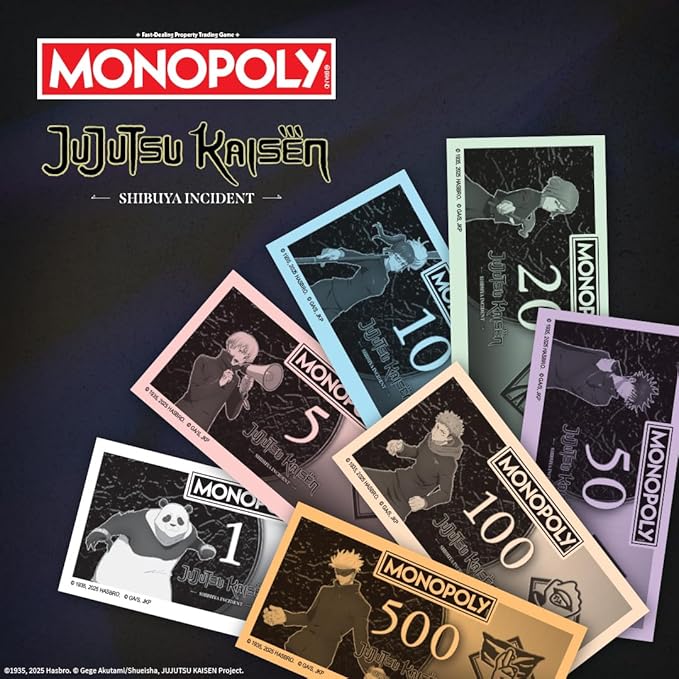 MONOPOLY: Jujutsu Kaisen Edition Board Game Buy Sell Trade Locations from the Shibuya Incident Arc Featuring 6 Custom Tokens: Yuji Itadori Panda Satoru Gojo &amp More Officially Licensed Collect