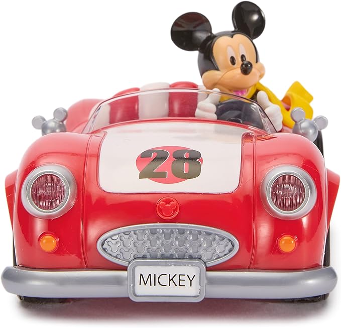Disney Store Official Mickey Mouse's Vintage Remote Control Car for Kids - Gloss Red Convertible Roadster with Lights &amp Sounds Fun RC Car - Mickey Mouse Toy for Boys &amp Girls