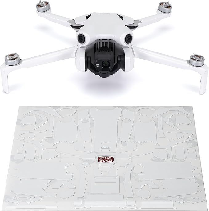 WRAPGRADE Skin Stickers Compatible with DJI Mini 4 Pro | Full Wrap (Racing White)