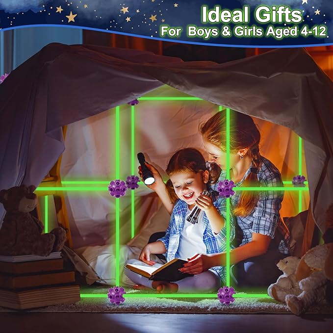 V-Opitos 180 Pack Glow in The Dart Fort Building Kits for Kids Age 4 5 6 7 8+ Years Old STEM Building Toys for DIY Castles Tunnels Ideal Christmas Birthday Gifts for Boys &amp Girls
