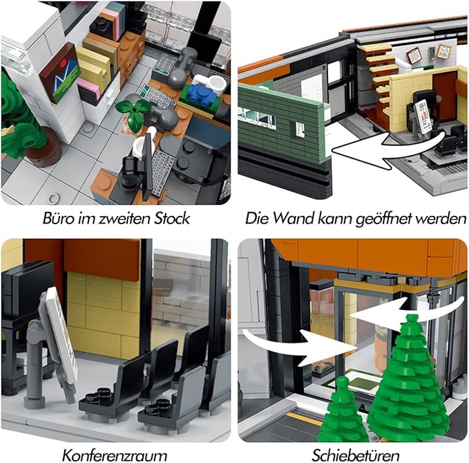 City Office Building Block Kit with Light-Up Kit Modern Office Tower Construction Set Modular Buildings Sets for Adult Toy for Adults and Teens 3828pcs