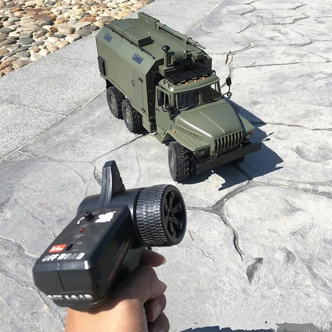 1/16 Scale RC Truck B-36 4-Channel Full-Proportional Military Remote Control Truck Car Model with Two Batteries and LED Headlights RC Gift for Army Vehilcles Lovers (Green)