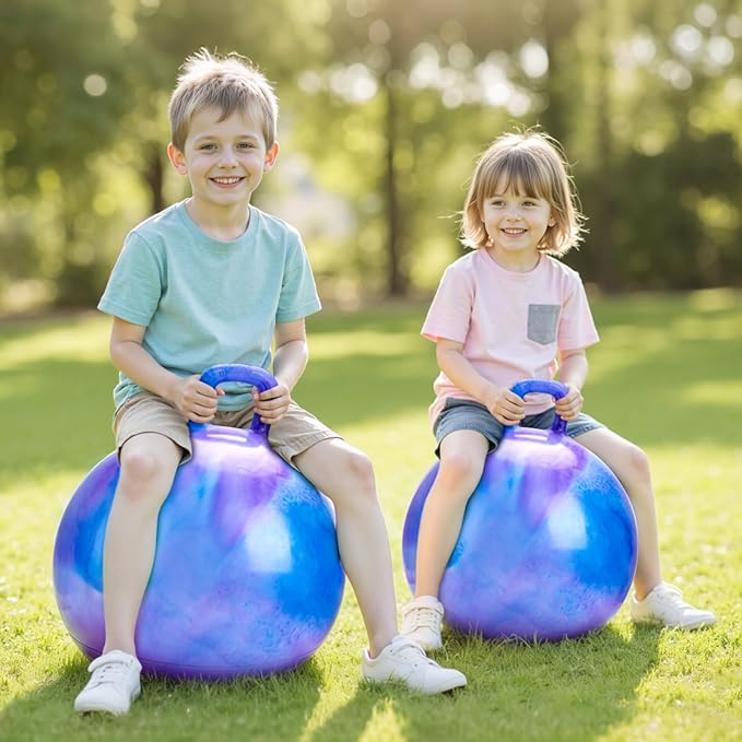 PlayZap Glow in The Dark Hopper Ball for Kids 6-12 Night Light Bouncy Ball with Handle 20 Inch Inflatable Hippity Hop Jumping Hopping Toys Girls Boys Gifts for Indoor Outdoor