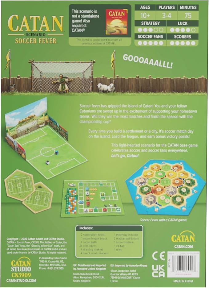 CATAN Soccer Fever SCENARIO EXPANSION - Kick off the Ultimate Match Day Fun! Strategy Game Family Game for Kids &amp Adults  Ages 10+ 3-6 Players 75 Min Playtime Made by CATAN Studio