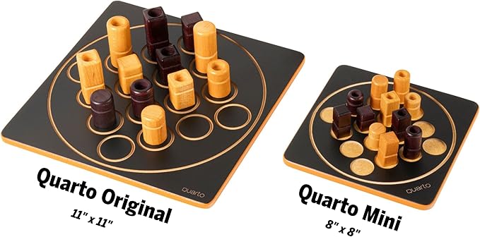 Quarto Mini | Mensa Select Winner | Travel-Friendly Version of The Wooden Abstract Strategy Game for Kids &amp Adults | Family Game Night Favorite | Ages 8+ | 2 Players | 15 Min