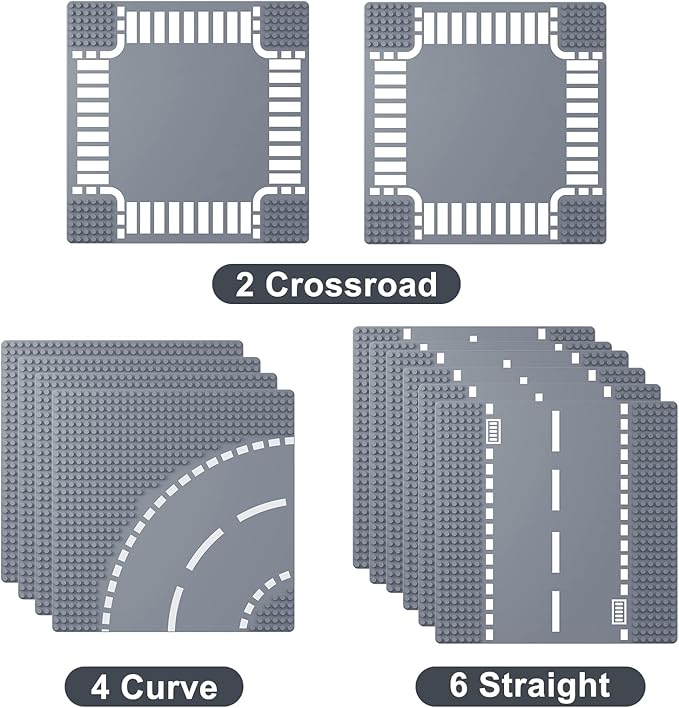 Road Base Plates for City Building Block 12 Street Plates 10x10 Road Baseplates
