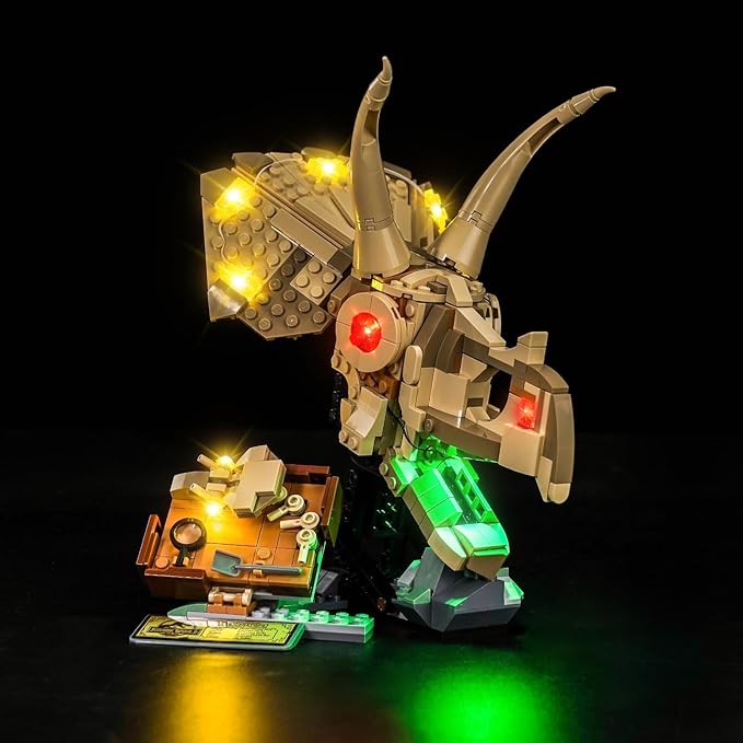 Upgraded Led Light Kit Compatible with Lego Dinosaur Fossils Triceratops Skull Building Set Lights Decoration Compatible with Lego 76969 (Model Not Included)